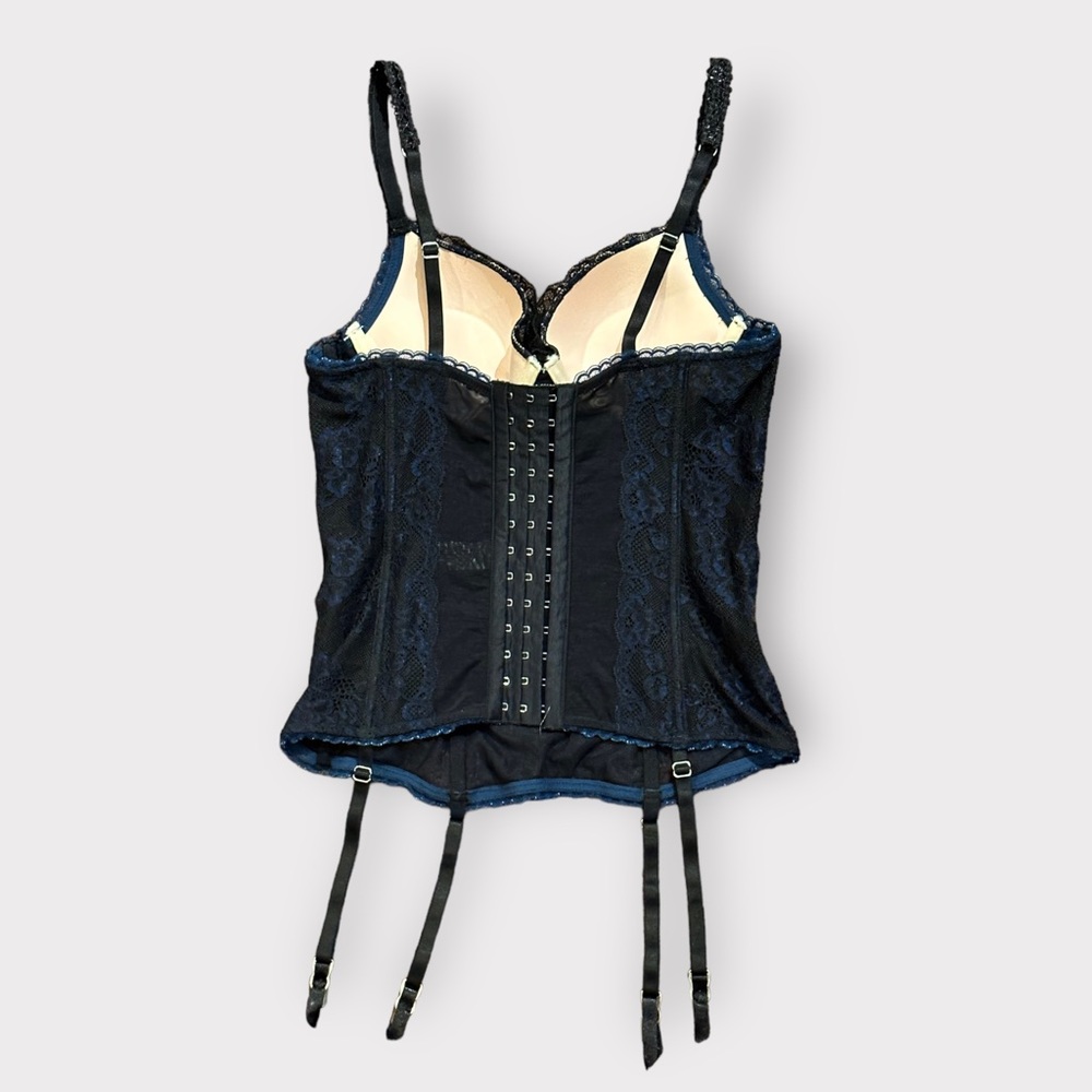 Pleasure State Navy, Lace, Corset Bustier - Picture 7 of 8